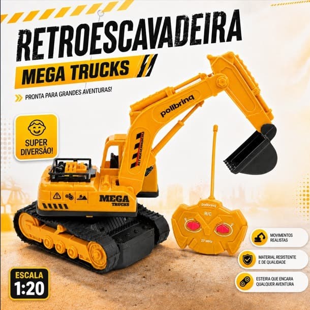 Retroescavadeira Controle Remoto Escavadeira Trator Menino Carrinho Escavadeira Brinquedo Costrucao