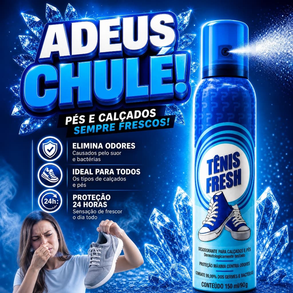 Desodorante para Pés Tênis Fresh 150ml Petroplus Jato Seco Antiodor Antibacteriano Frescor Duradouro Proteção