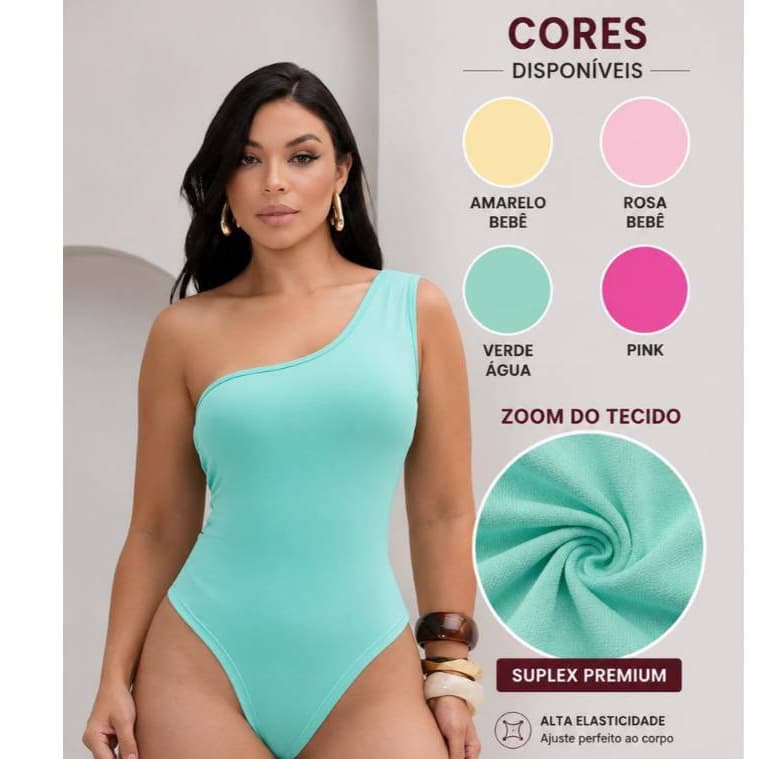 Body Bori  Blusa Feminino Mula Manca Um Ombro Só Suplex Romantic Tendência Verão P M G GG Envio Rápido