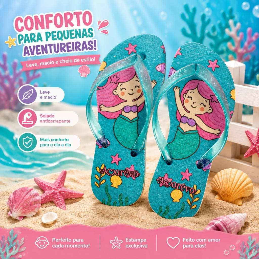 Chinelo Infantil Feminino Amorêvo Menina Macio Confortável Promoção
