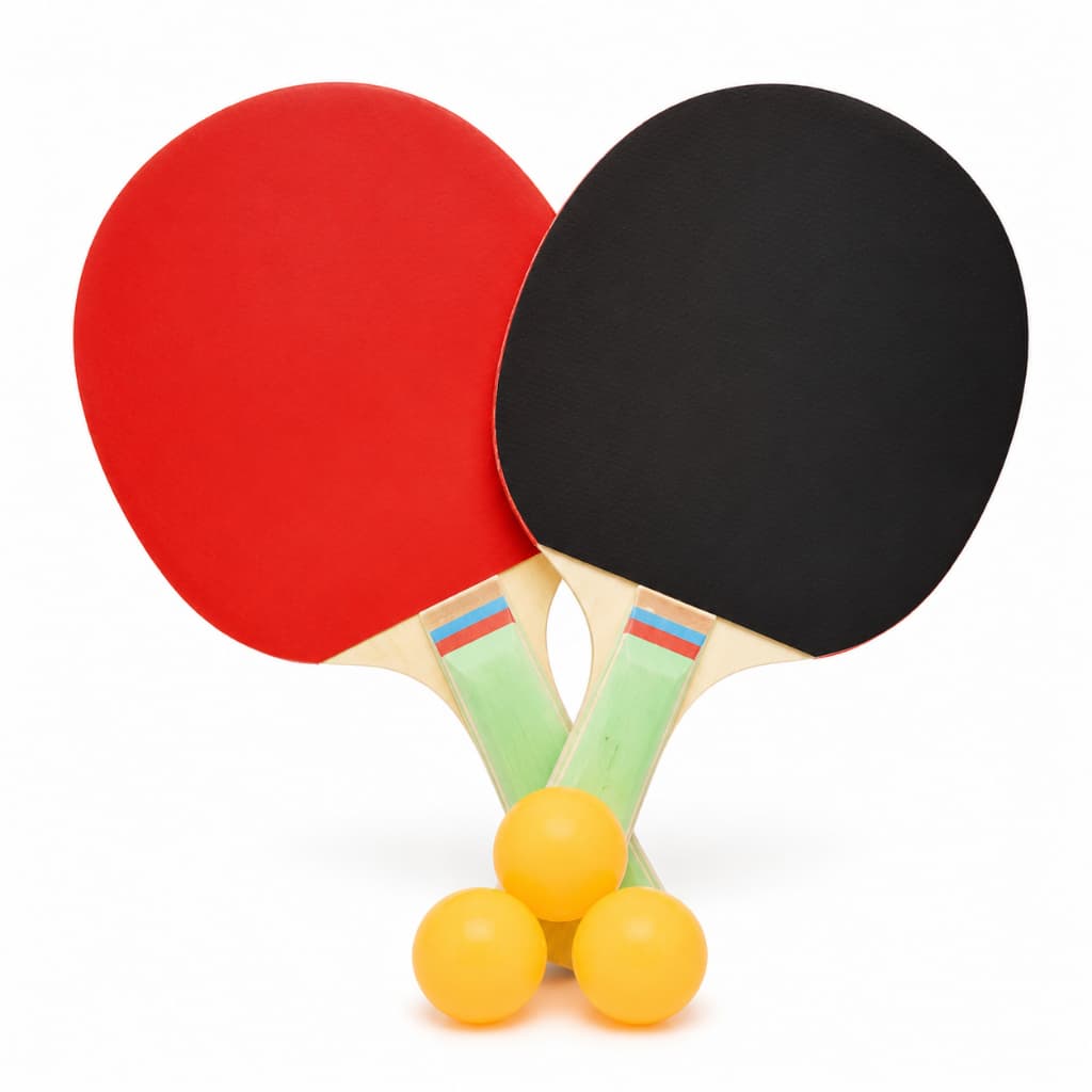 Kit Ping Pong 2 Raquetes 3 Bolinhas Madeira e Borracha Tênis de Mesa Completo para Iniciantes Infantil e Adulto