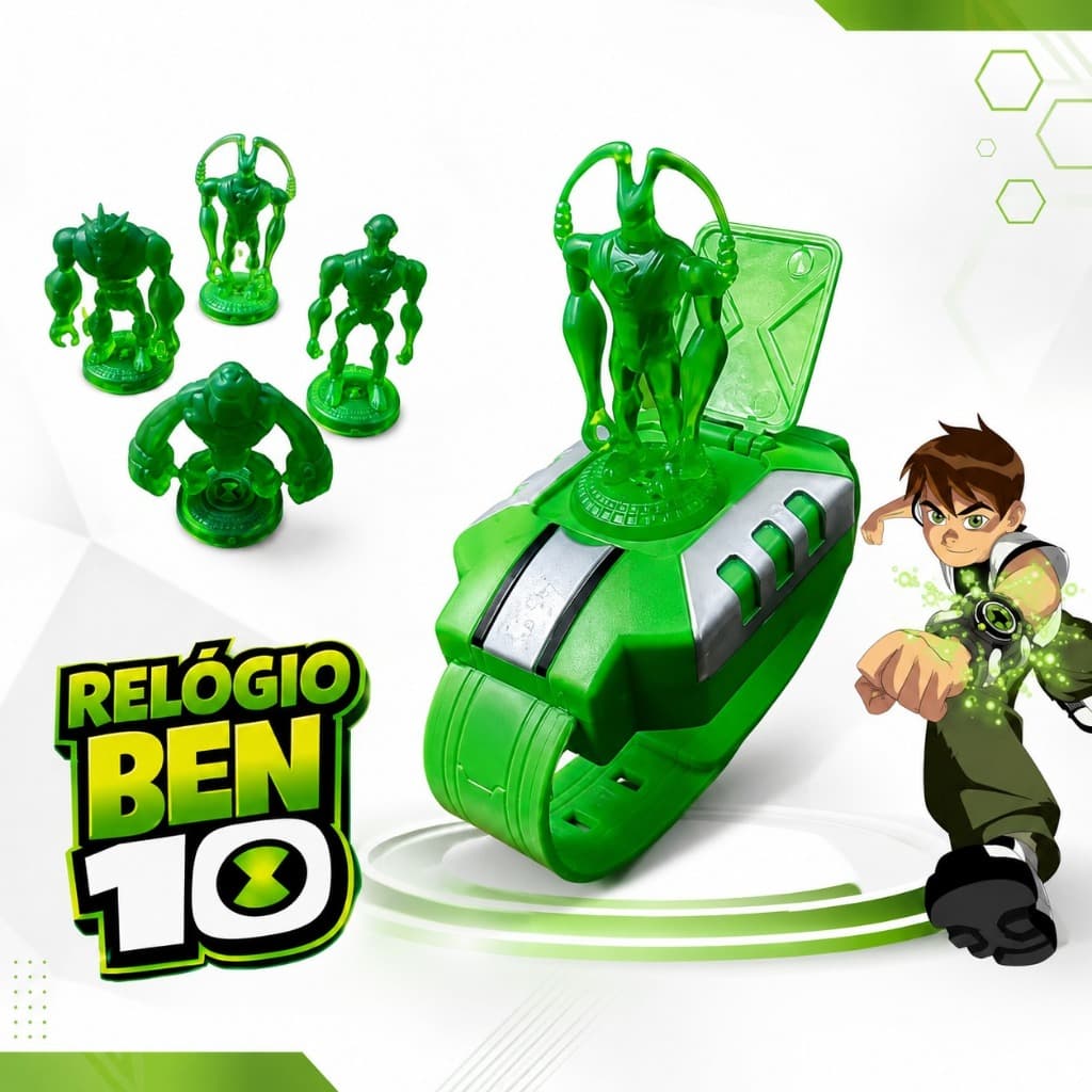 Relógio Ben 10 Infantil com Luz e Som com Bonecos Aliens Omnitrix