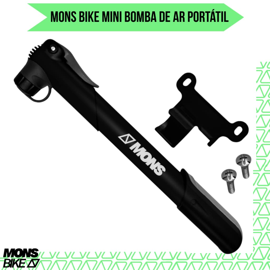 Mini Bomba De Ar Portatil Para Bike Mons Snow 23cm 100g Bico Reversivel Presta Schrader Com Suporte