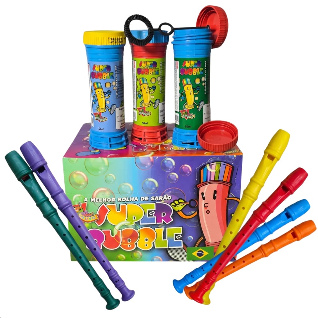 Brinquedo Infantil Prenda Festa Aniversário Doação Dia das Crianças Bolha de sabão/ Flauta Infantil