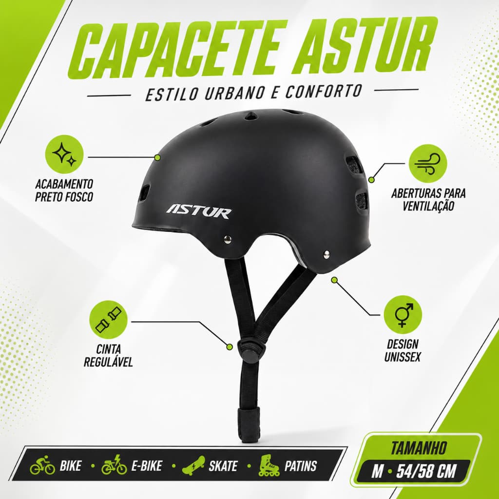 Capacete Bicicleta Elétrica Coquinho Scooter com Ajuste Anatômico Altamente Resistene Tamanho M