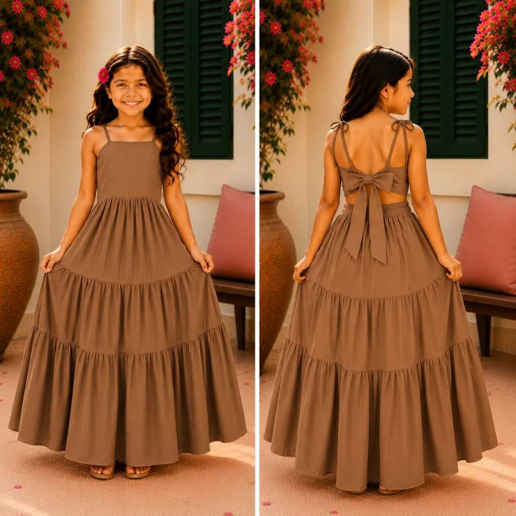 Vestido Longo Liso tres Marias Infantil Juvenil Meninas e Adolescentes|Festa e formatura 4ao16 anos