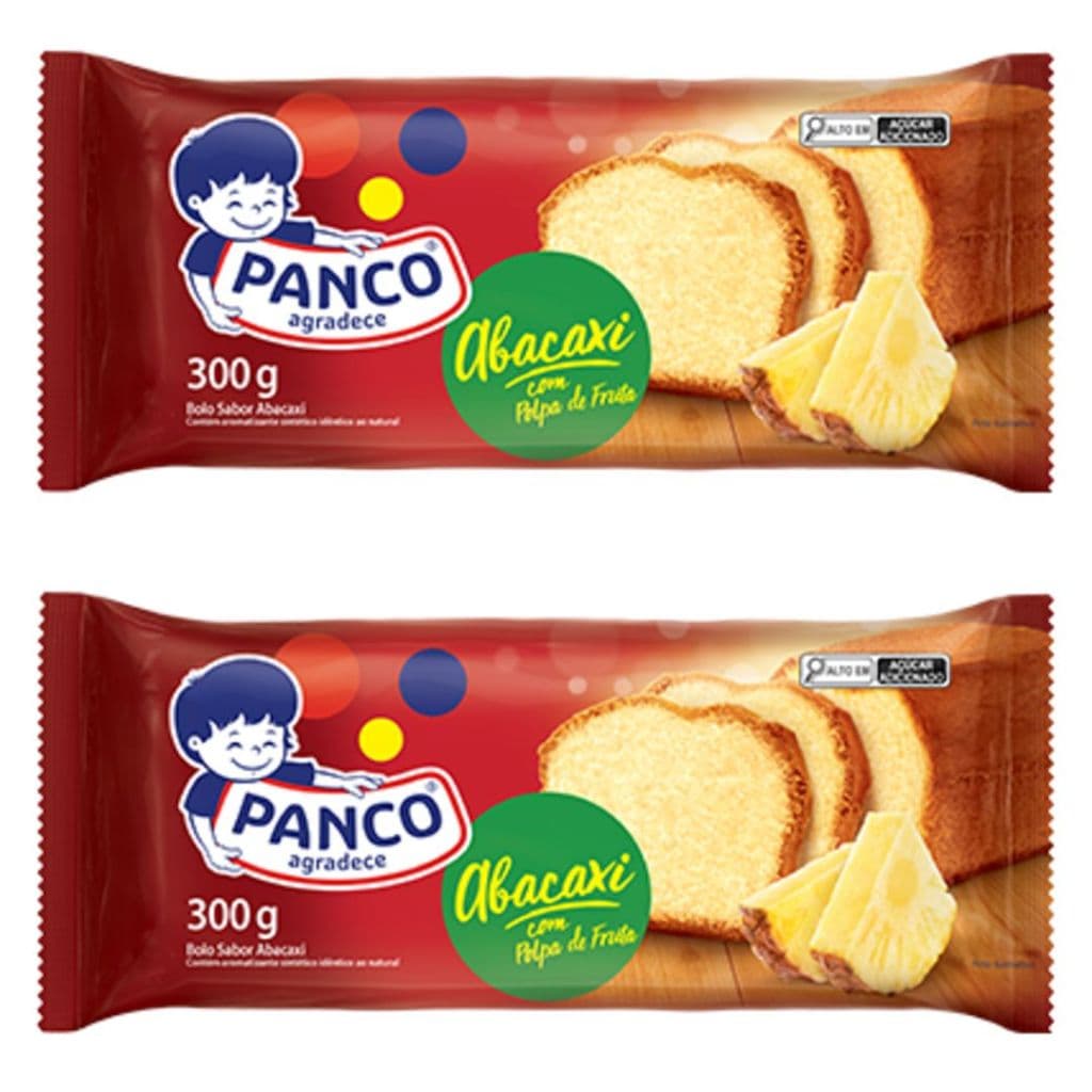 Kit 2 Bolos Panco Abacaxi com polpa de fruta 300g cada