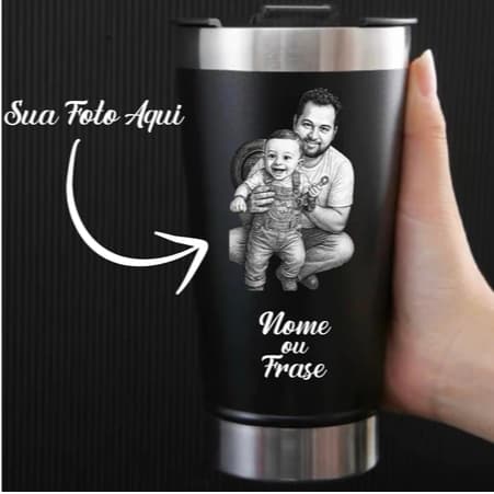 FOTOGRAVAÇÃO - COPO TÉRMICO PERSONALIZADO COM FOTO E/OU NOME - GRAVAÇÃO A LASER