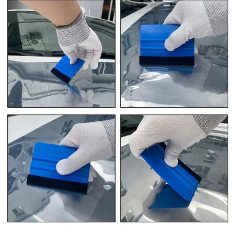 Kit Aplicador de Adesivo Rodo Feltro Azul + Cortador de Liner para Envelopamento