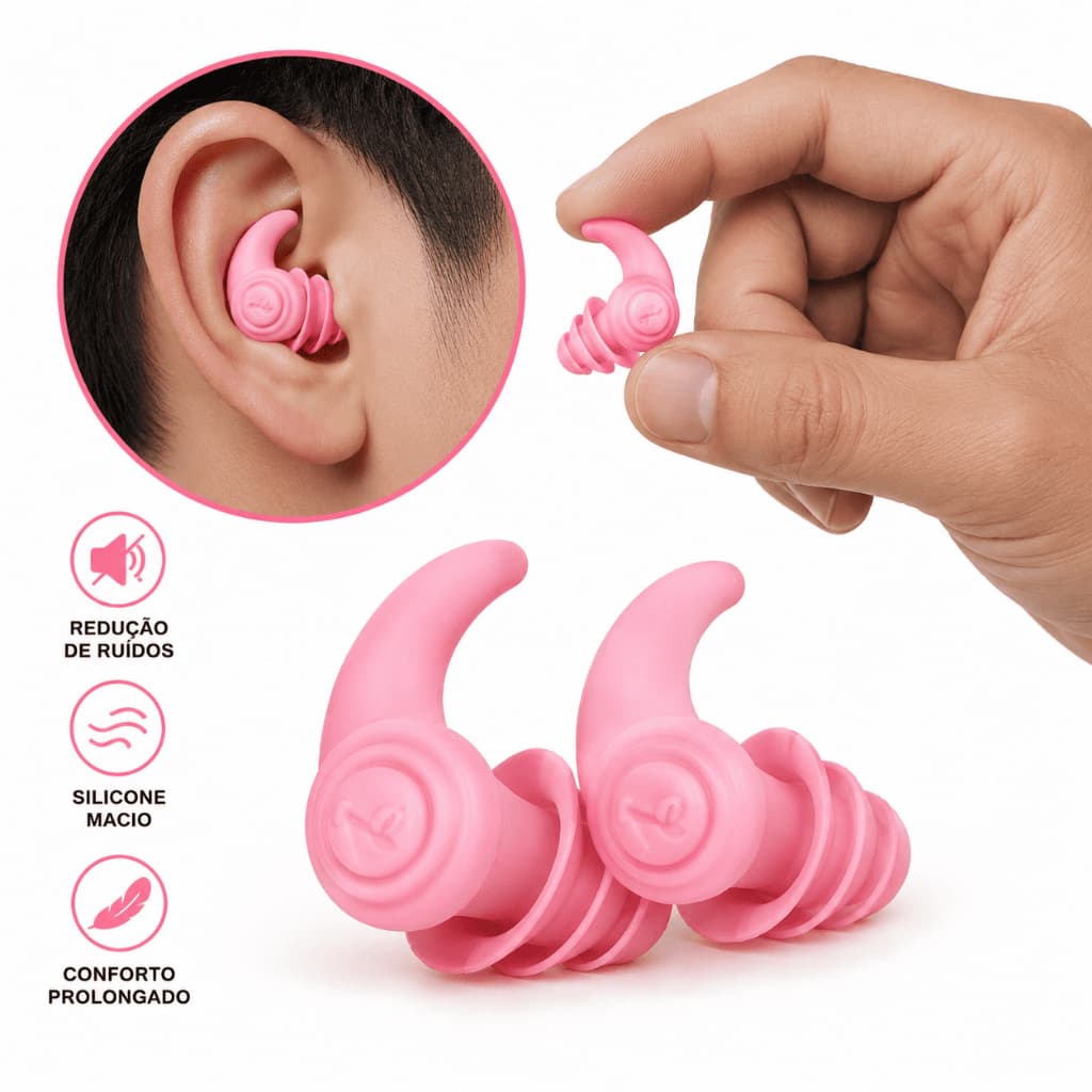 Protetores Auriculares de Silicone 1/2/4 Paresmacio Redução de Ruído de 27dB Reutilizáveis, Adequados Sono Trabalho