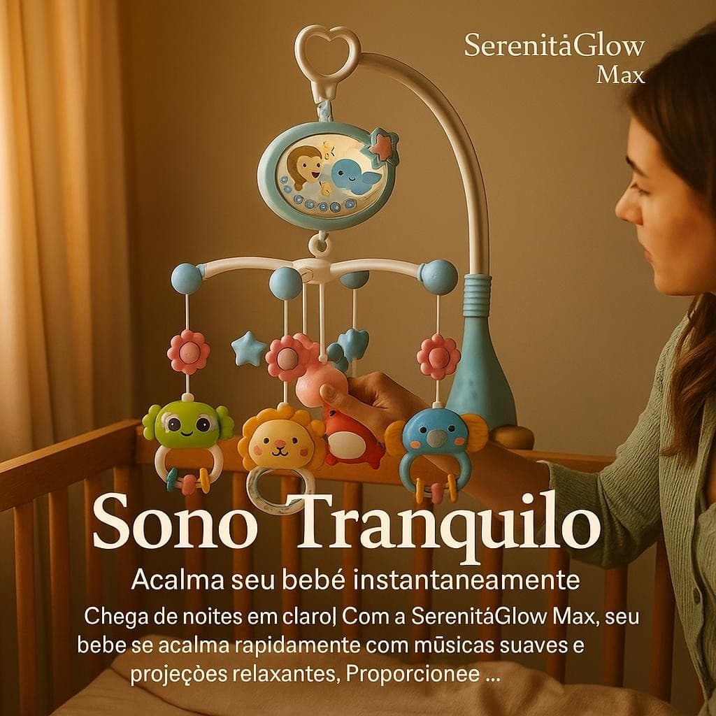 Mobile Musical para Berço Bebê Projeção Luz Noturna Controle Remoto