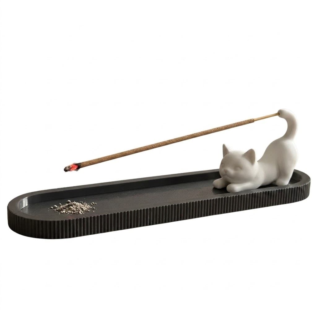 Porta Incenso Gato Relaxando | Decoração e Incensário