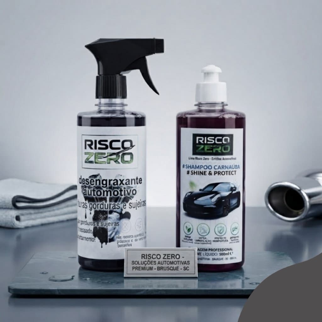 SHAMPOO CARNAUBA + DESENGRAXANTE RISCO ZERO - KIT LAVA CAR LIMPEZA AUTOMOTIVA
