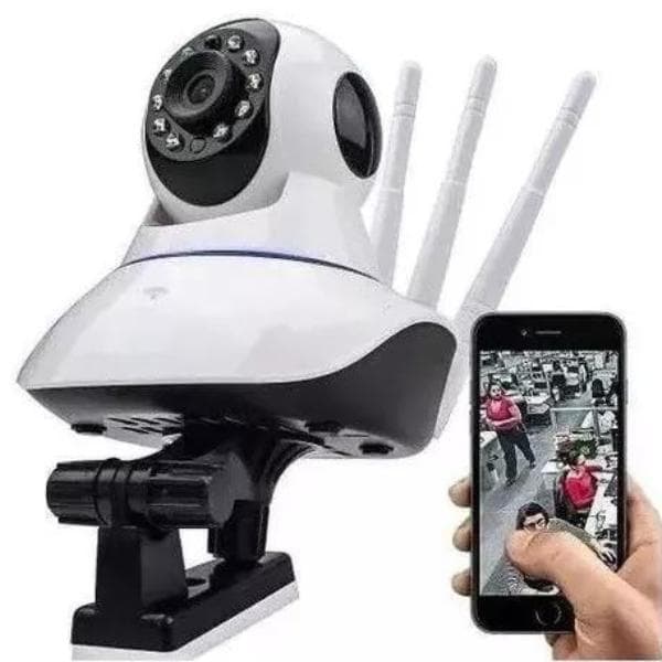 Câmera Ip Sem Fio 360° 3 Antenas HD Wifi Visão Noturna