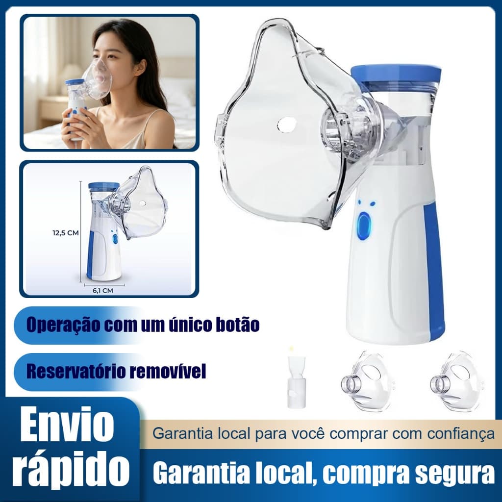 Nebulizador Portátil Ultrassônico Silencioso ≤30dB Inalador de Mão Kit Completo Máscaras Para Adultos Crianças Bebês