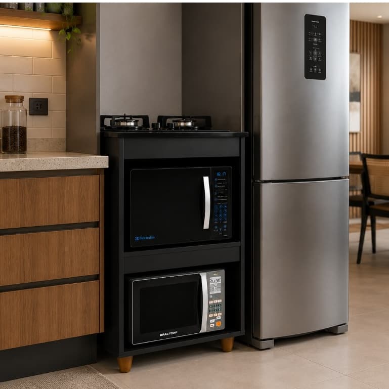 Balcão para Fogão Cooktop 4 Bocas com Espaço para Micro-ondas e Forno