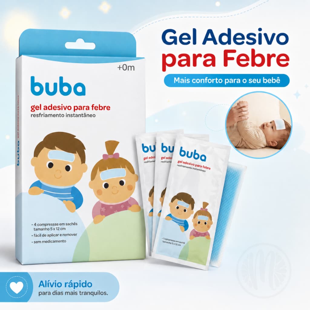 Gel Adesivo Alívio Febre Vacina Compressa Refrescante Buba