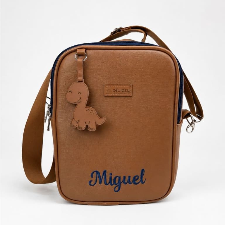 MOCHILA INFANTIL PASSEIO TÉRMICA PERSONALIZADA COM NOME DO BEBE MENINA MENINO CHAVEIRO DINO URSA