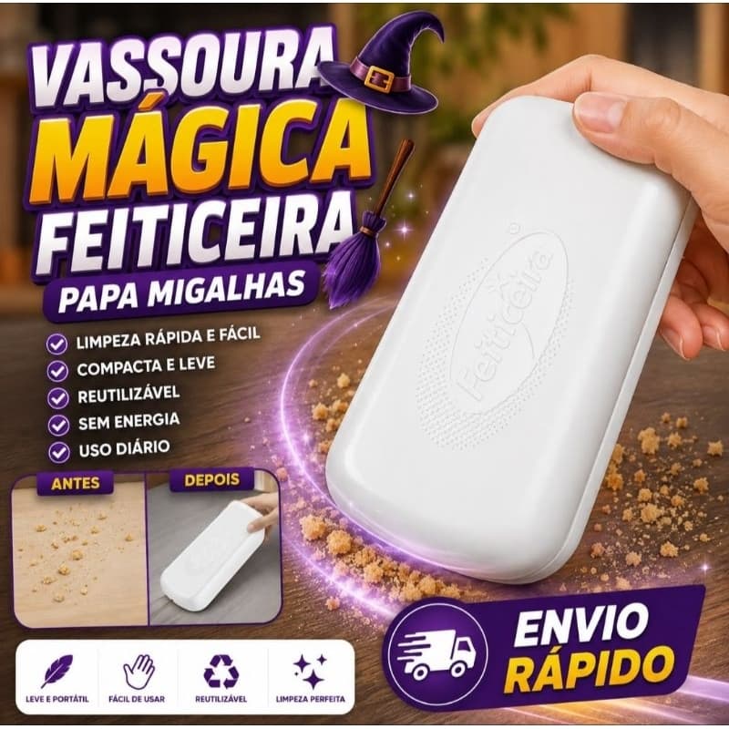 Mini Vassoura Papa Migalhas Feiticeira Varredora Escova Limpa Farelos Mesa Sofá Estofados Vassourinha 15cm