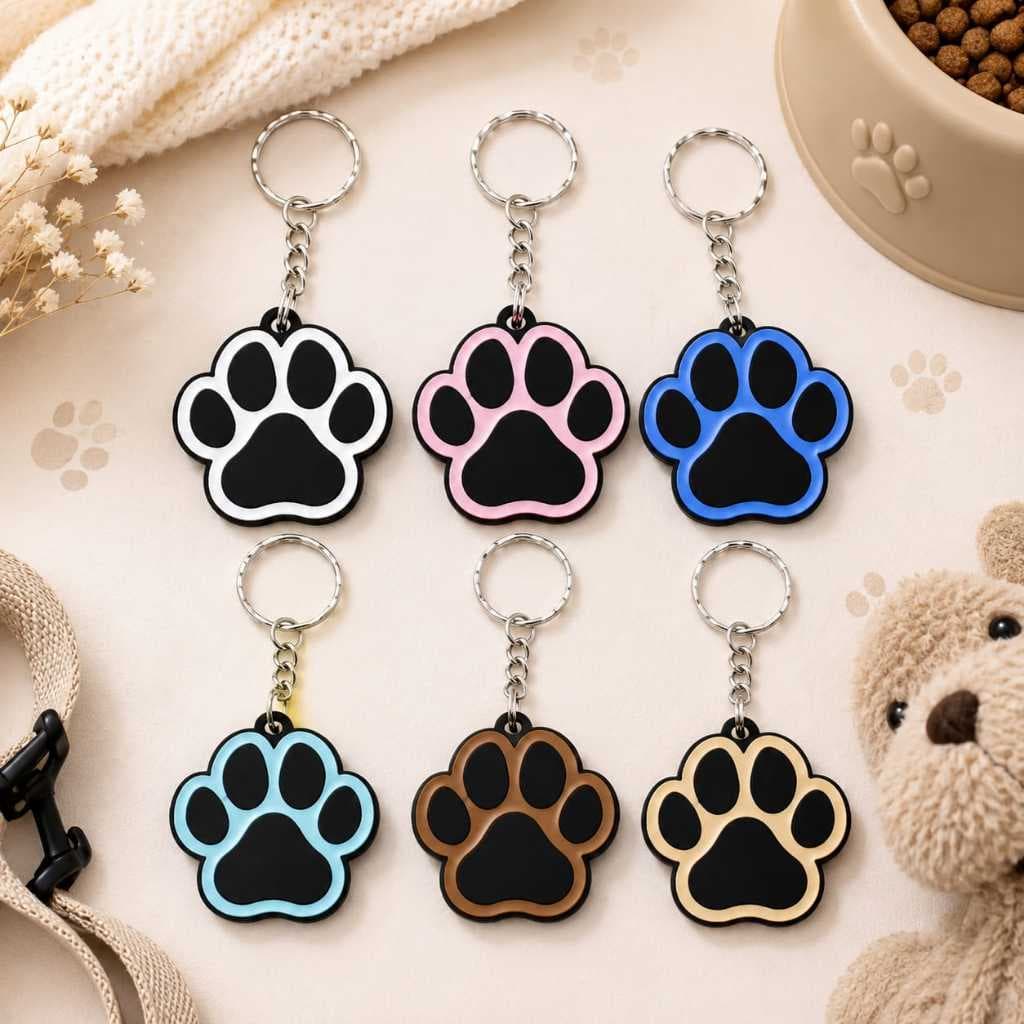 Chaveiro Patinha Pet 3D – Pata de Cachorro/Gato Colorida | Acessório Fofo para Chaves e Bolsas