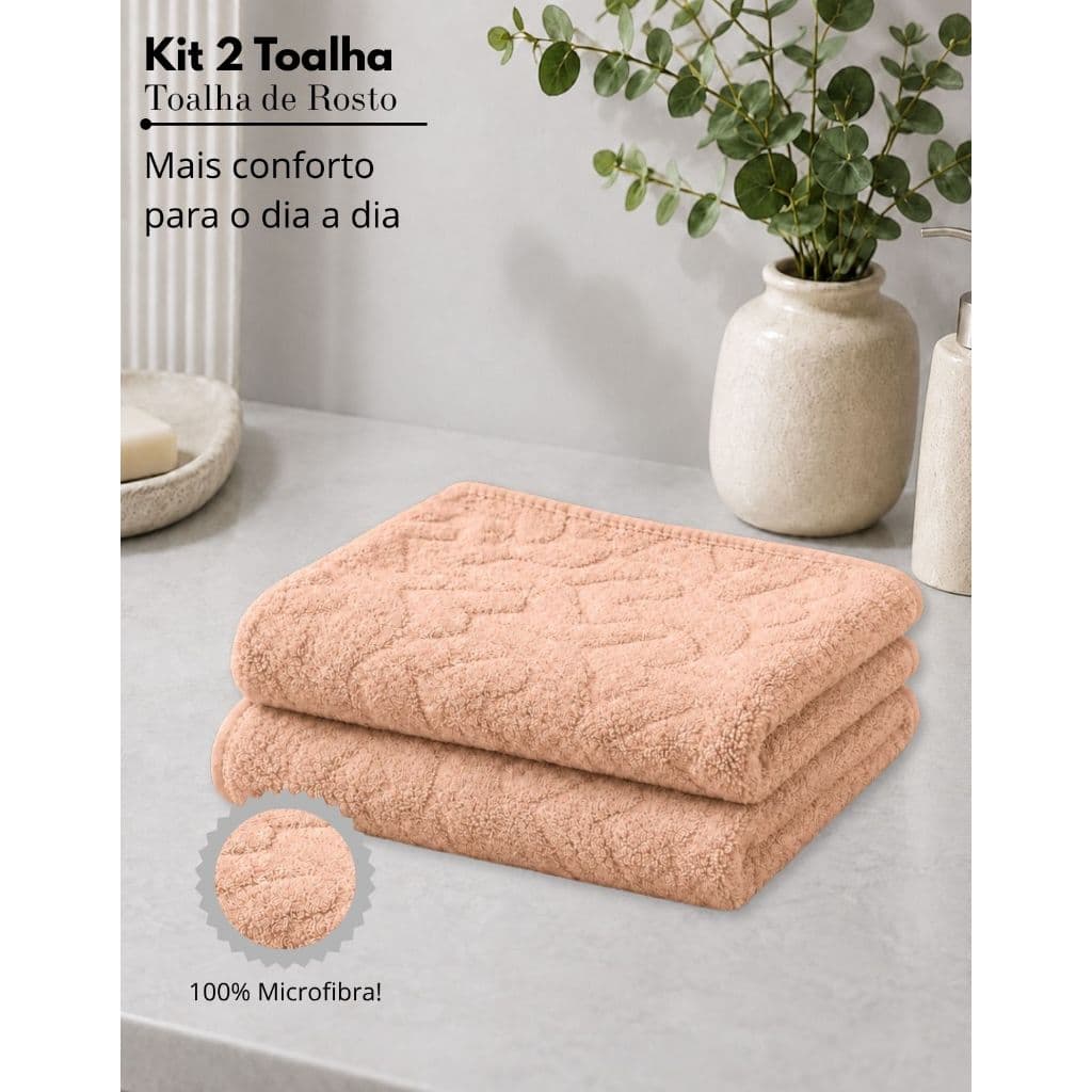 Kit 2 Toalha de Rosto Fofinha Secagem Rápida Toalhinha Macia Alta Absorção Toque Suave Microfibra Premium