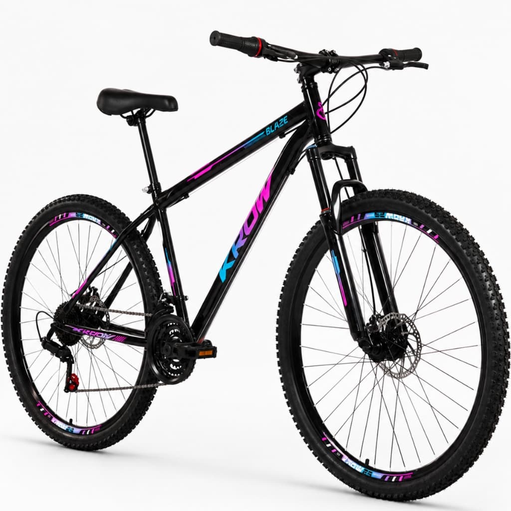 Bicicleta Aro 29 Aço Carbono Suspensão Dianteira Freios a Disco 21 Marchas Krow Bikes