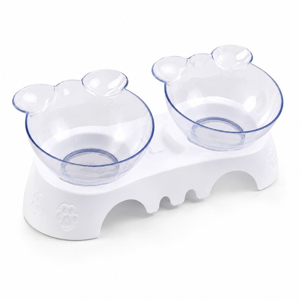 TOP VENDAS -  Comedouro e Bebedouro Duplo Pote Tigela Alto Elevado Lento Pet Gato Cão Cachorro Gato
