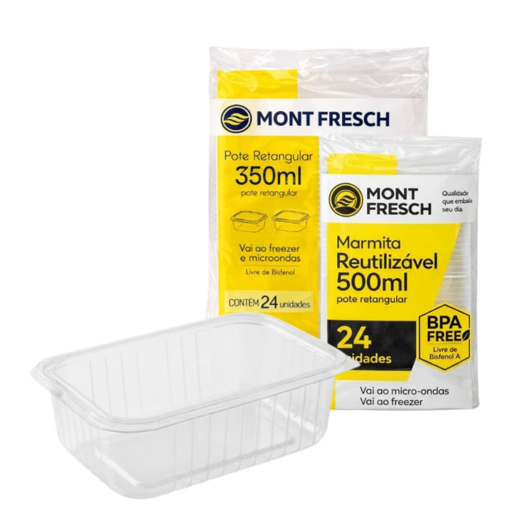 POTE 350 ML 48 500ML 48UN DESCARTAVEL RECIPIENTE ALIMENTO MARMITA DELIVERY  PRAFESTA