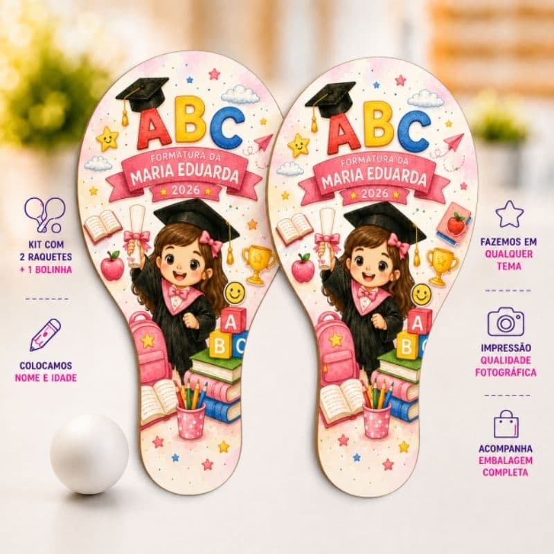 Lembrancinha Formatura ABC Menina Ping Pong Personalizados Festa Infantil Aniversário