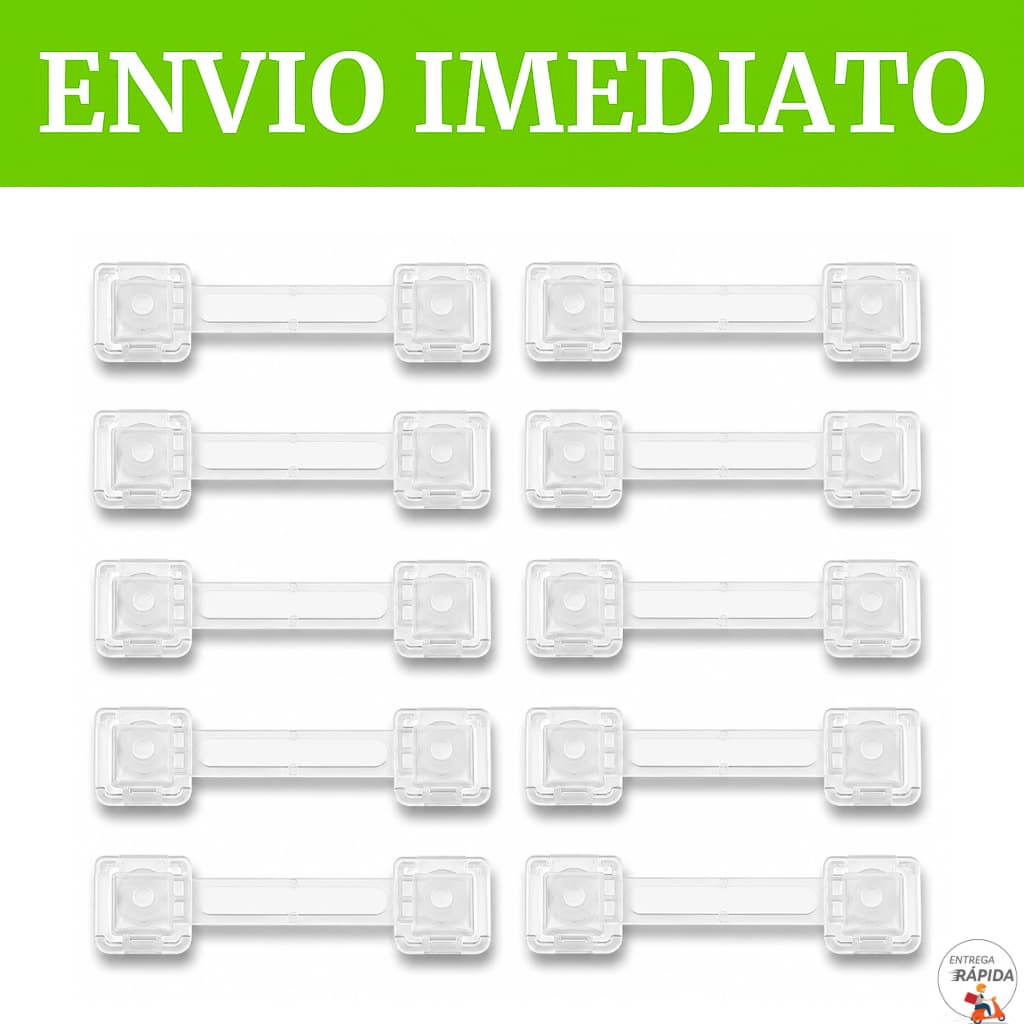 KIT 10 TRAVA GAVETA ARMÁRIO PORTA GELADEIRA VASO SANITÁRIO - SEGURANÇA PROTETOR INFANTIL