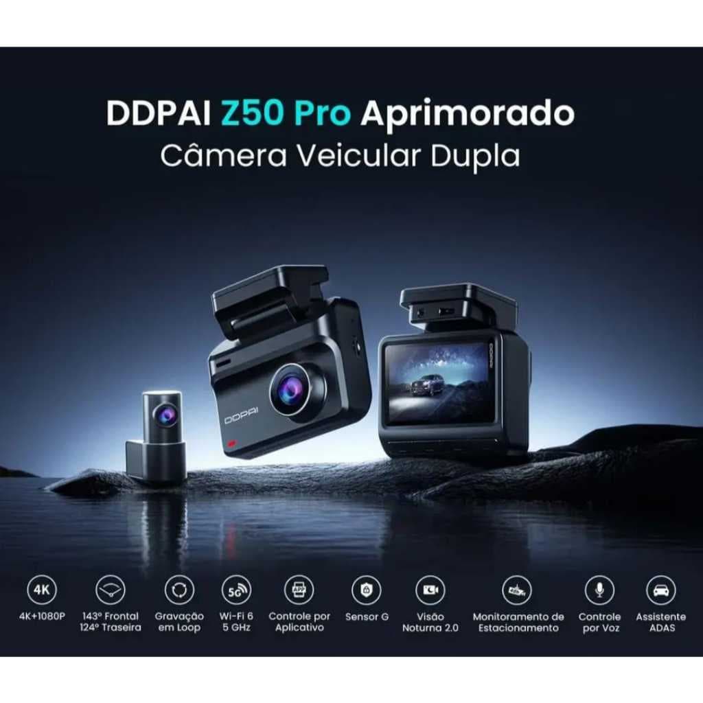 Câmera Veicular Ddpai Z50 Pro 3'' Tela 4k+1080p Gps Wifi App