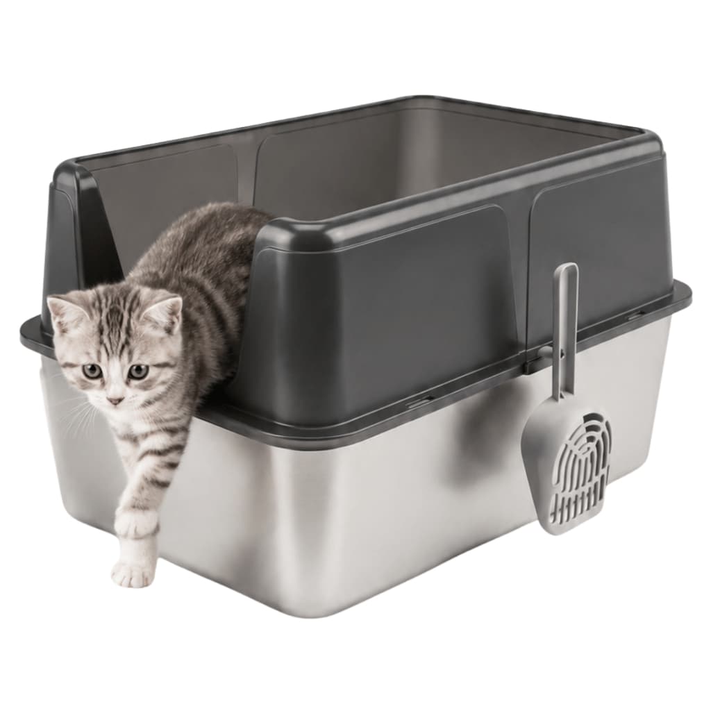 Caixa De Areia Para Gatos Petyc Grande Inox Pá Higiênica Antiodor Banheiro Sanitário Antivazamento Felino Resistente