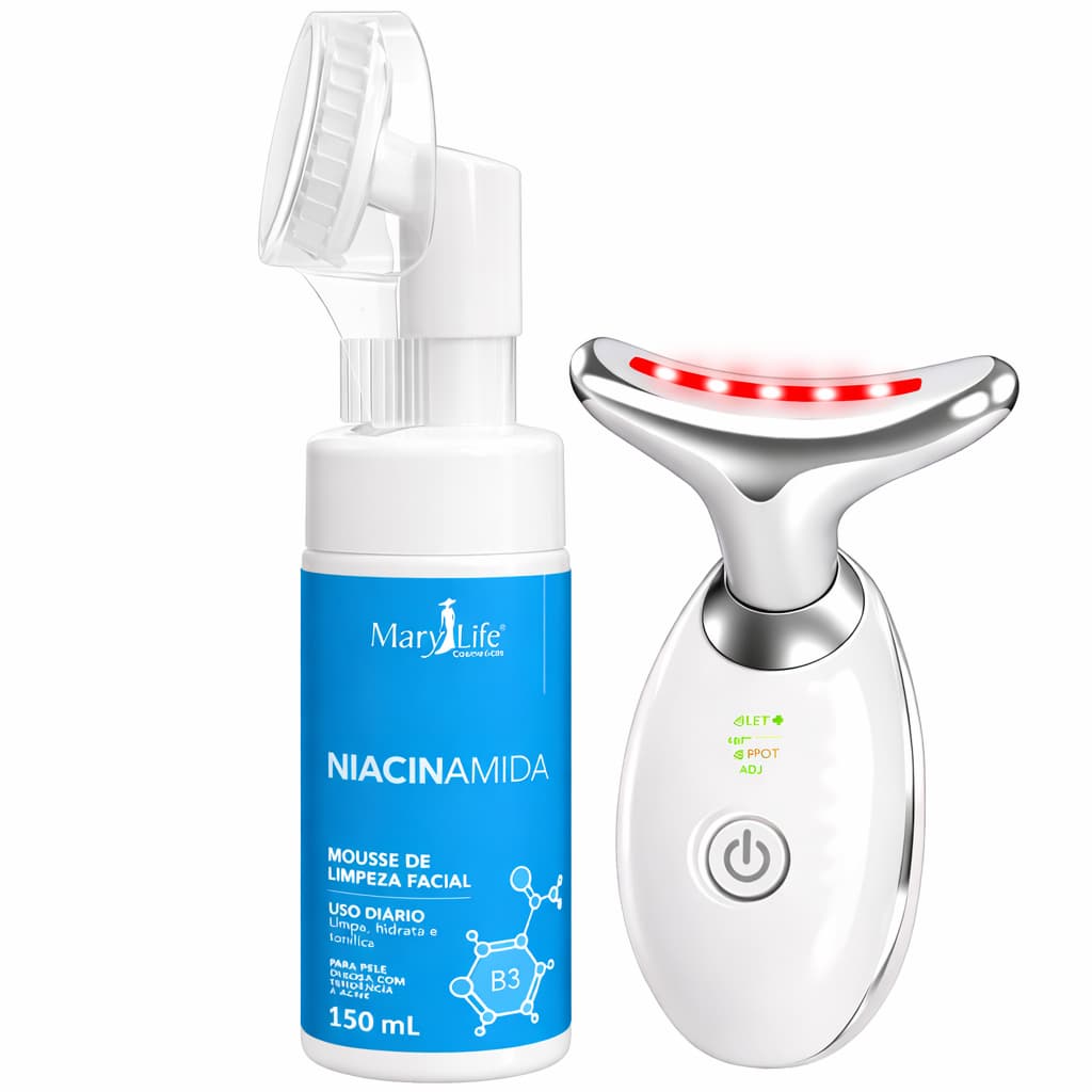 Kit Spa Facial com Mousse de Limpeza, Niacinamida e Massageador Facial – Cuidados e Higiene da Pele