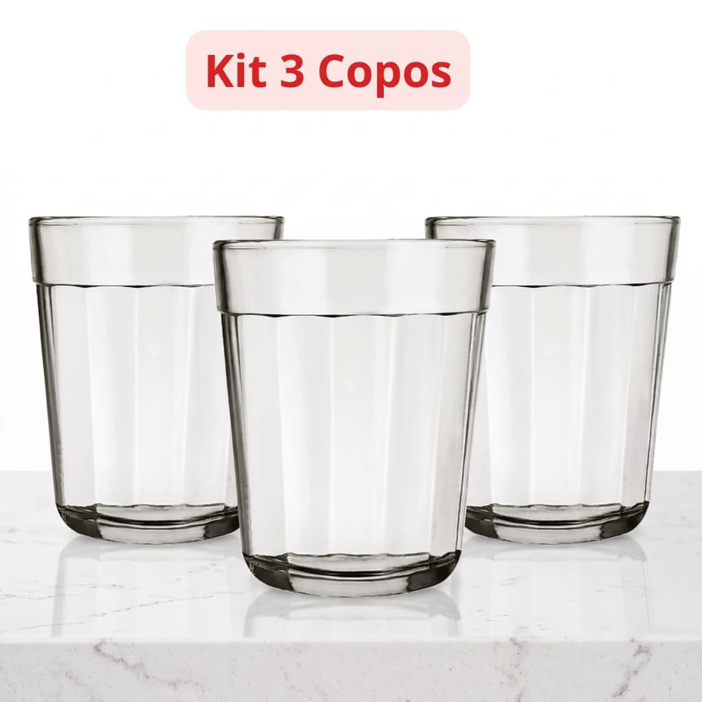 Jogo com 3 Mini Copos Americano de Vidro Dose Cachaça Shot Tequila Nadir