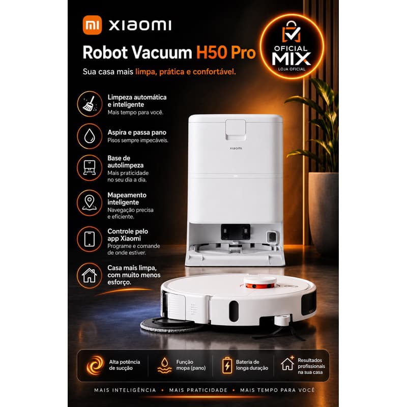 Robô Aspirador H50 Pro 220 V Aspirador e Mop Inteligente de Alta Potência