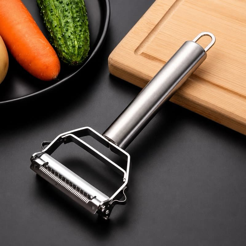Descascador de Legumes Inox Multifuncional 2 em 1 Ralador Cortador para Frutas e Legumes