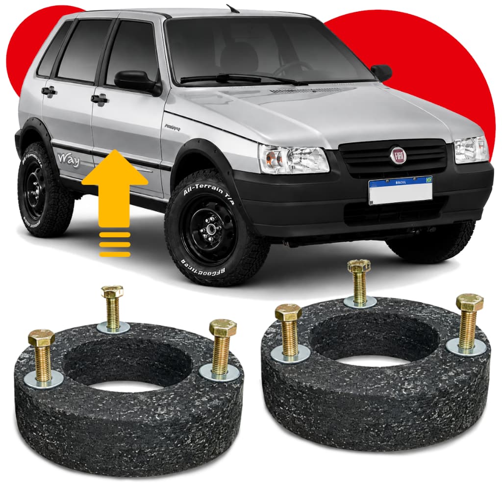 Kit Lift Fiat Uno Dianteiro Calços Levantar Erguer Subir Elevar Suspensão 5cm Mille Way Economy