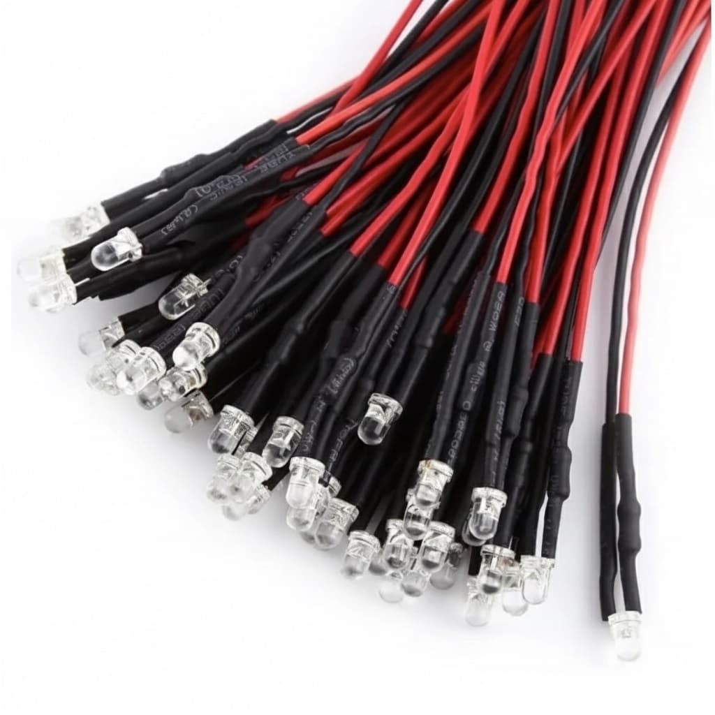 10x LEDs 3mm/5mm BRANCO Flat Top Alto Brilho Montado 5v-12v Fácil Instalação LED 3mm/5mm Branco/Cores– LED