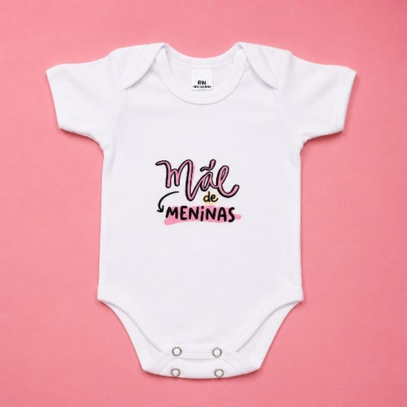 Body Bebê Menina Mãe de Meninas Branco Manga Curta RN P M G