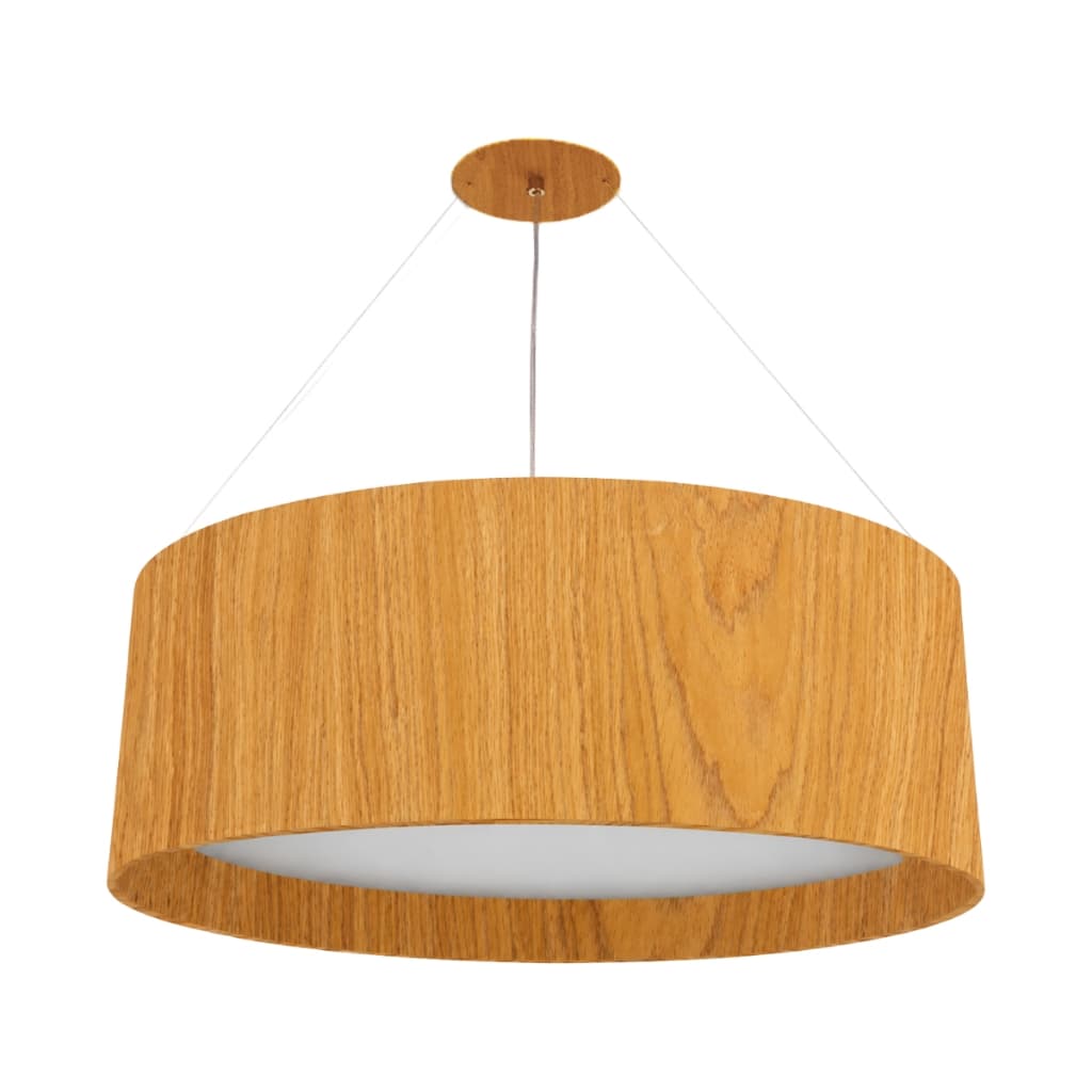 Luminária Pendente Madeira Redondo  - 40cm - Lustre Decorativo, Moderno, Elegante, Mesa de Jantar e Sala