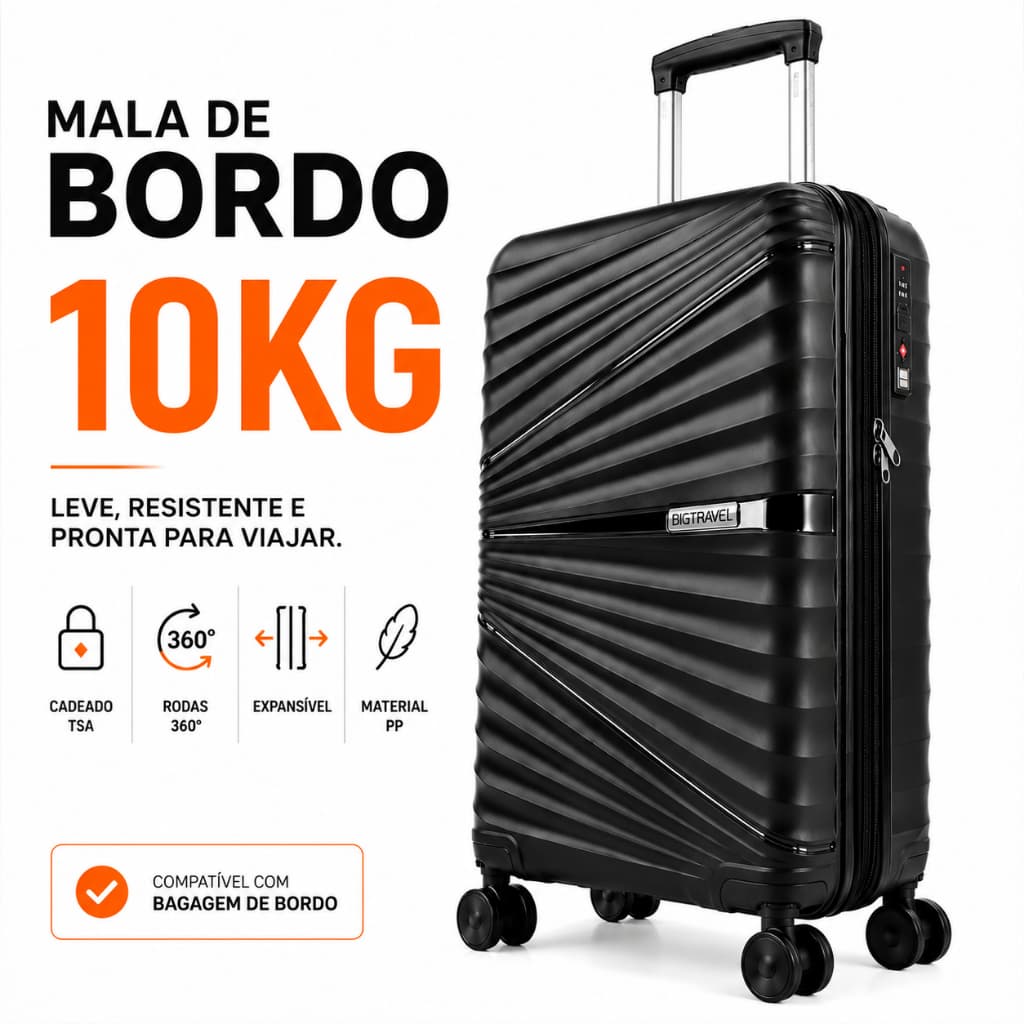 Mala Bagagem Rodinha 10kg Pequena Avião Viajem Deslizante