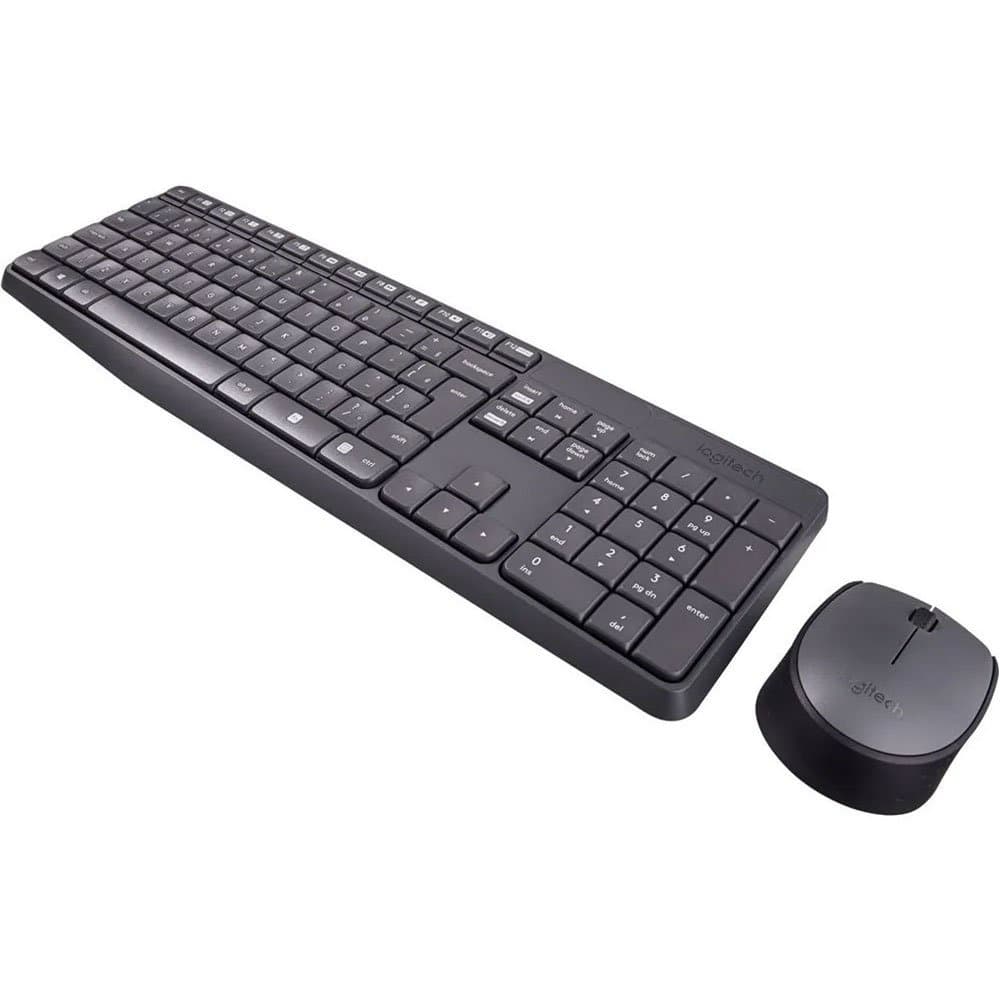 Combo Teclado e Mouse Logitech MK235 S/Fio - Conexão Sem Fio Confiável e Design à Prova de Derramamentos