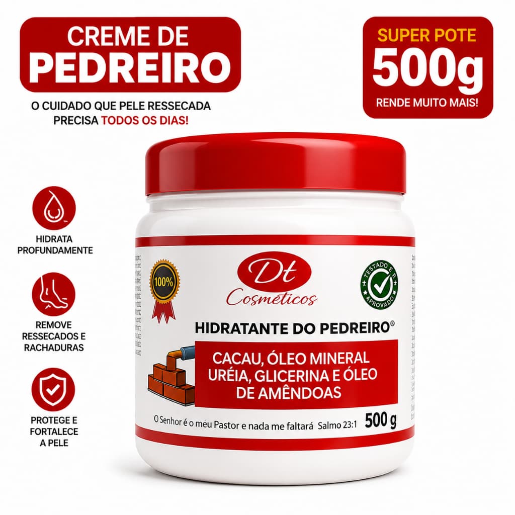 Creme do Pedreiro Hidratante com Ureia — Ação Intensiva para Pés e Mãos (Escolha o Tamanho)