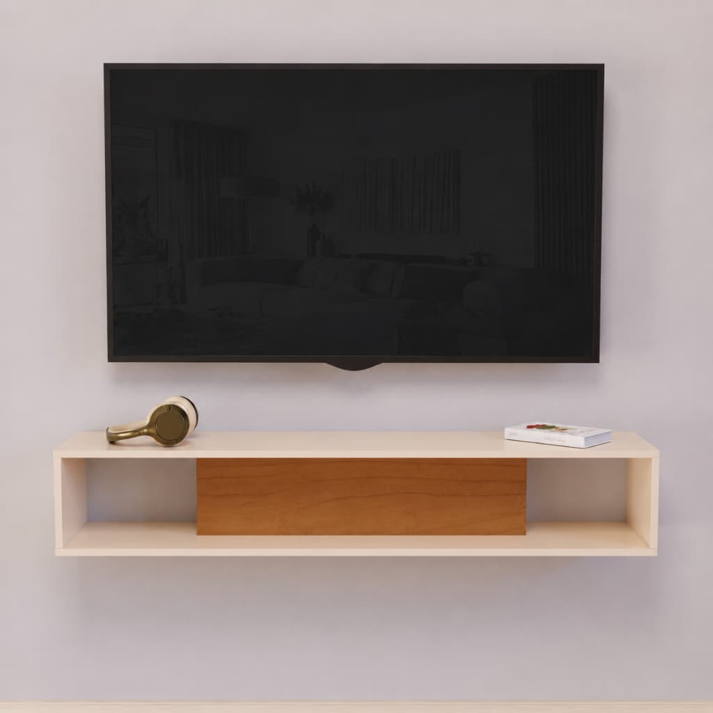 Rack para TV 32 Polegadas Off White Suspenso Nicho Slim
