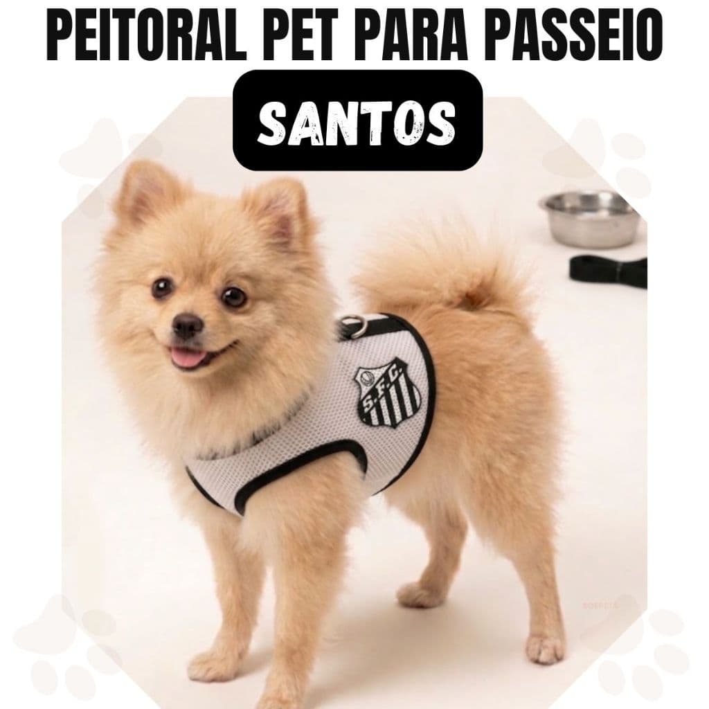 Peitoral time personalizado Santos coleira para cachorros e gatos