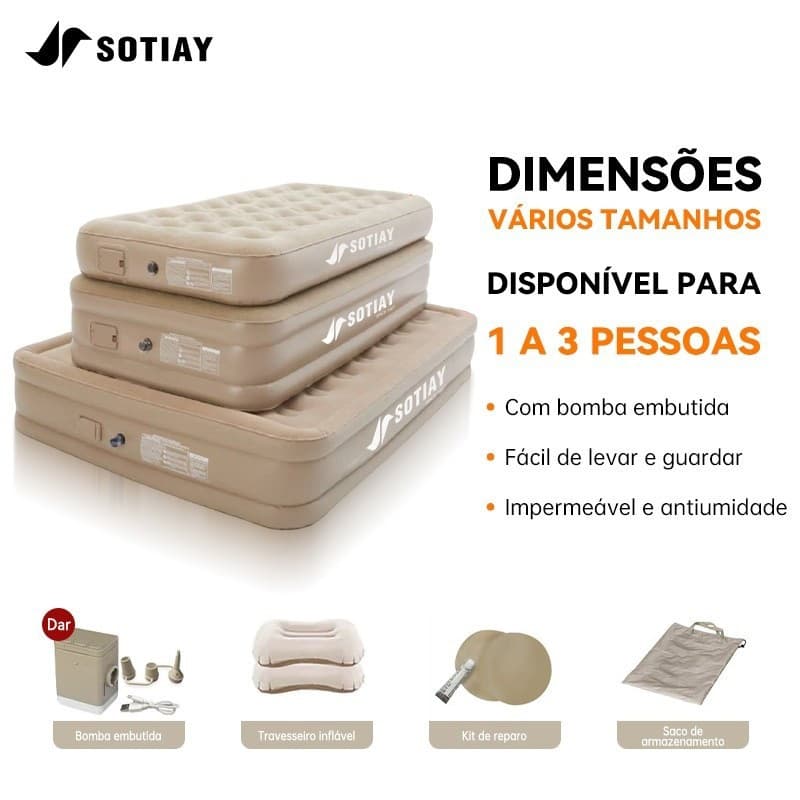Colchão Inflável Casal Bomba Elétrica Cama Inflável Casal Colchão Camping Bomba Inflável Com Bateria De Lítio Integrada