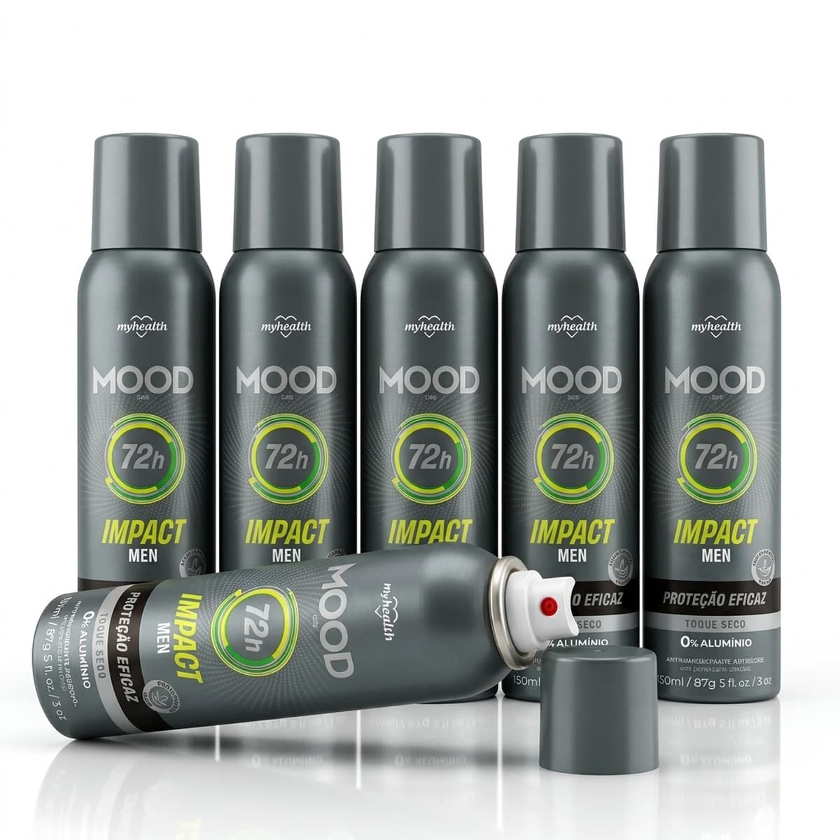 Kit 6 Desodorantes Aerosol Mood Impact Men 150ml