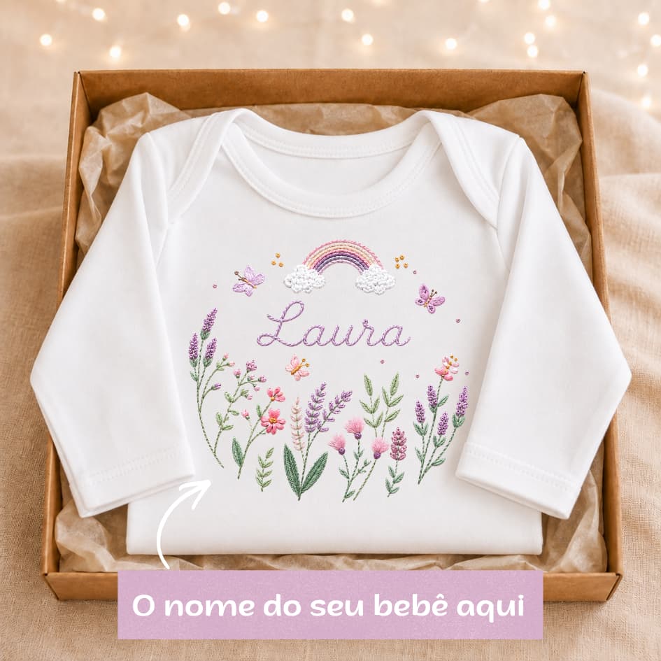Body Bebê Menina Personalizado com Nome, Presente para Recém-Nascida