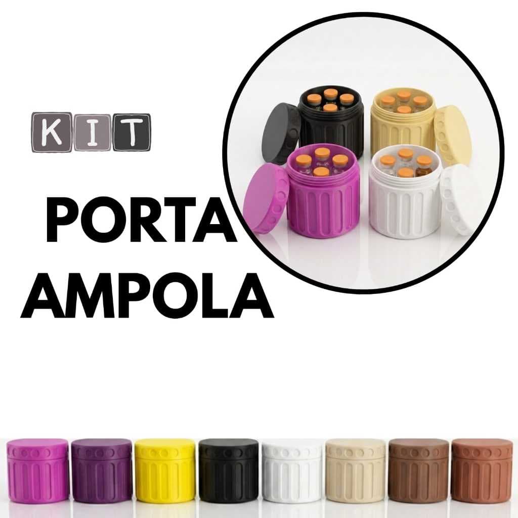 Kit Porta Ampola Para 4 Ampolas Case Organizador Peptideos Tirzec Frasco Tampa de Rosca