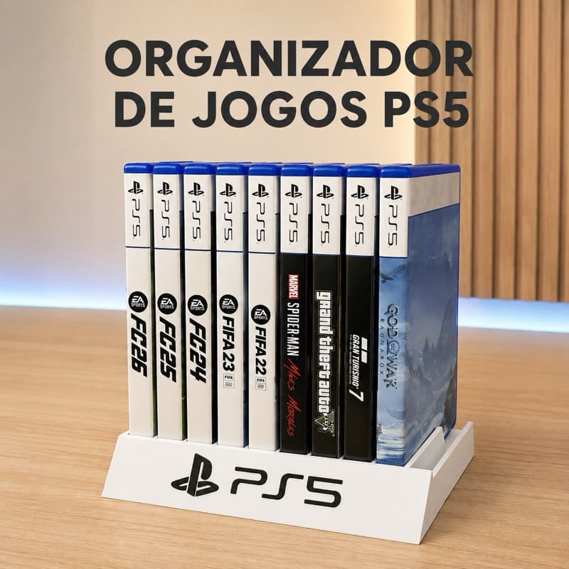 Suporte para Jogos PS5 PS4 – Organizador Porta Jogos 10 Mídias para Setup Gamer